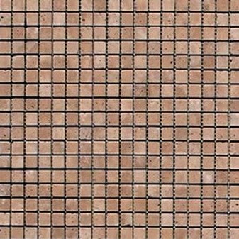 Noce Travertine Tumbled 5/8x5/8 Travertine Mosaic 12x12 Mesh