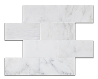 Ocean White Honed 3"x6" Marble Tiles