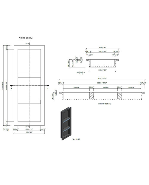Wedi Shower Niches Wedi Shower Niches - 16" x 42" US3000024 Wedi Niche with Adjustable Shelves - 16" x 42" US3000024 Wedi Niche