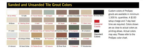 Prospec Grout Color Chart