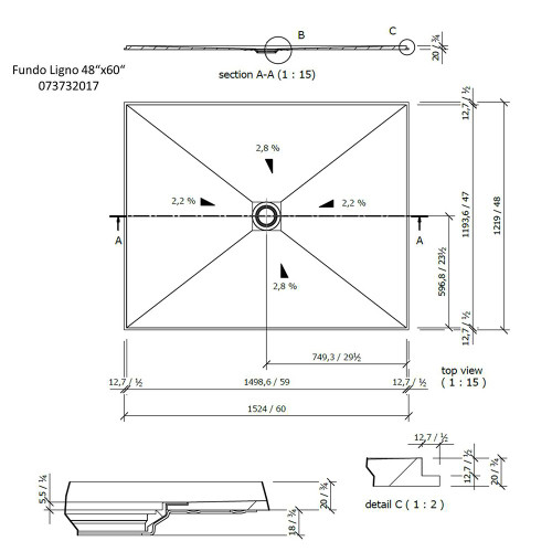 Wedi Fundo Ligno Curbless Shower Kit - 48" x 60" (US2000061)