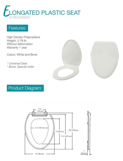 Elongated Plastic Seat WT8004900EX