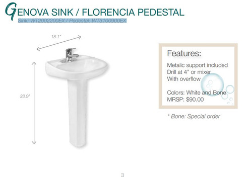 Sink: WT2002200EX / Pedestal: WT3100900EX