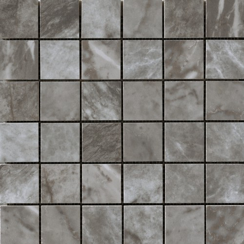 Marmi Black 2"x2" Square Mosaics 12x12 Mesh Porcelain Mosaics