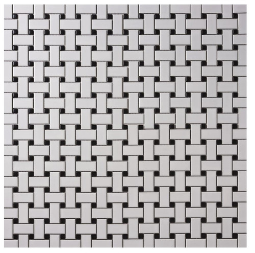Alameda Basketweave with Black Dot Mosaic 12x12