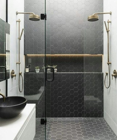 Brazilian Black 6" Hexagon Tile
