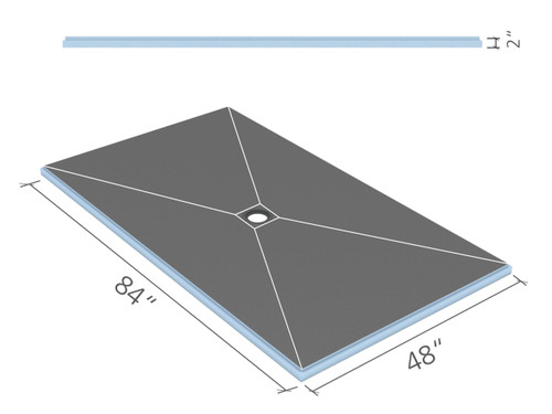 Wedi Fundo Primo Base (Center Drain) 48 in. x 84 in. 1 piece US9100014