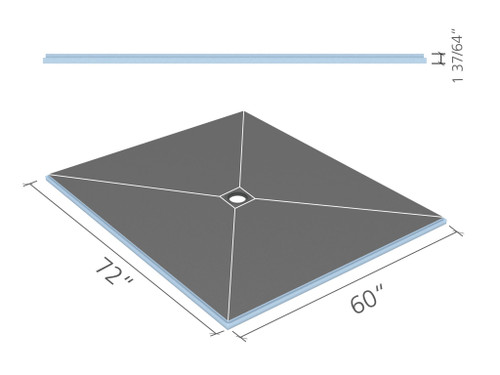 Wedi Fundo Primo Base (Center Drain) 60 in. x 72 in. 1 piece US9100012