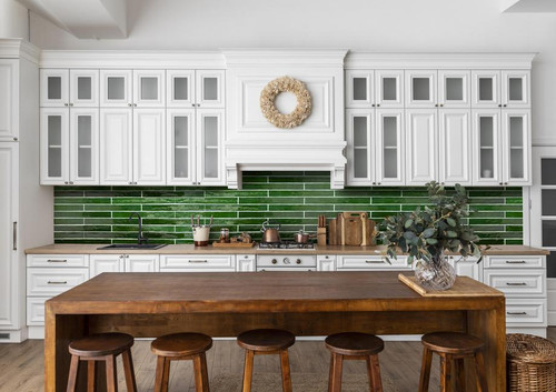 Rainbow Victoria Green Gloss 2"x20" Ceramic Wall Tiles