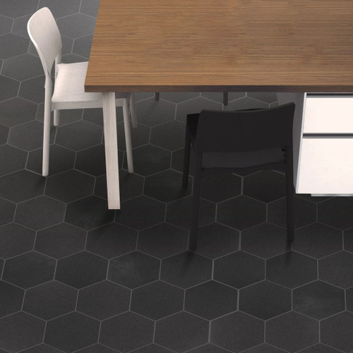Basalt Black Honed 8" Hexagon Tiles