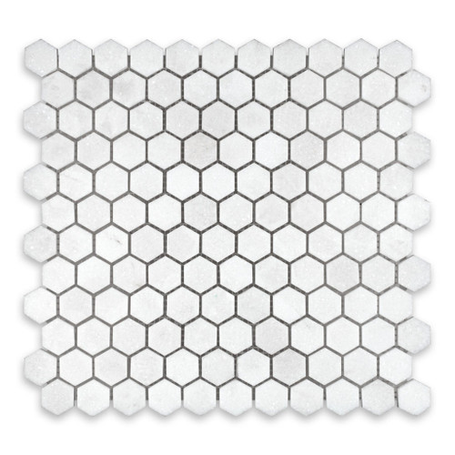 Thassos White Marble Hexagon 1″