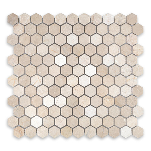 Crema Marfil Marble Hexagon 1″
Honed/ Polished