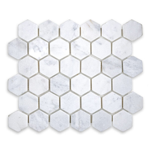 White Carrara Marble Hexagon 2″
Tumbled