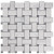 Carrara White Italian Marble Basketweave Mosaic Tile with Nero Marquina Black Dots Honed