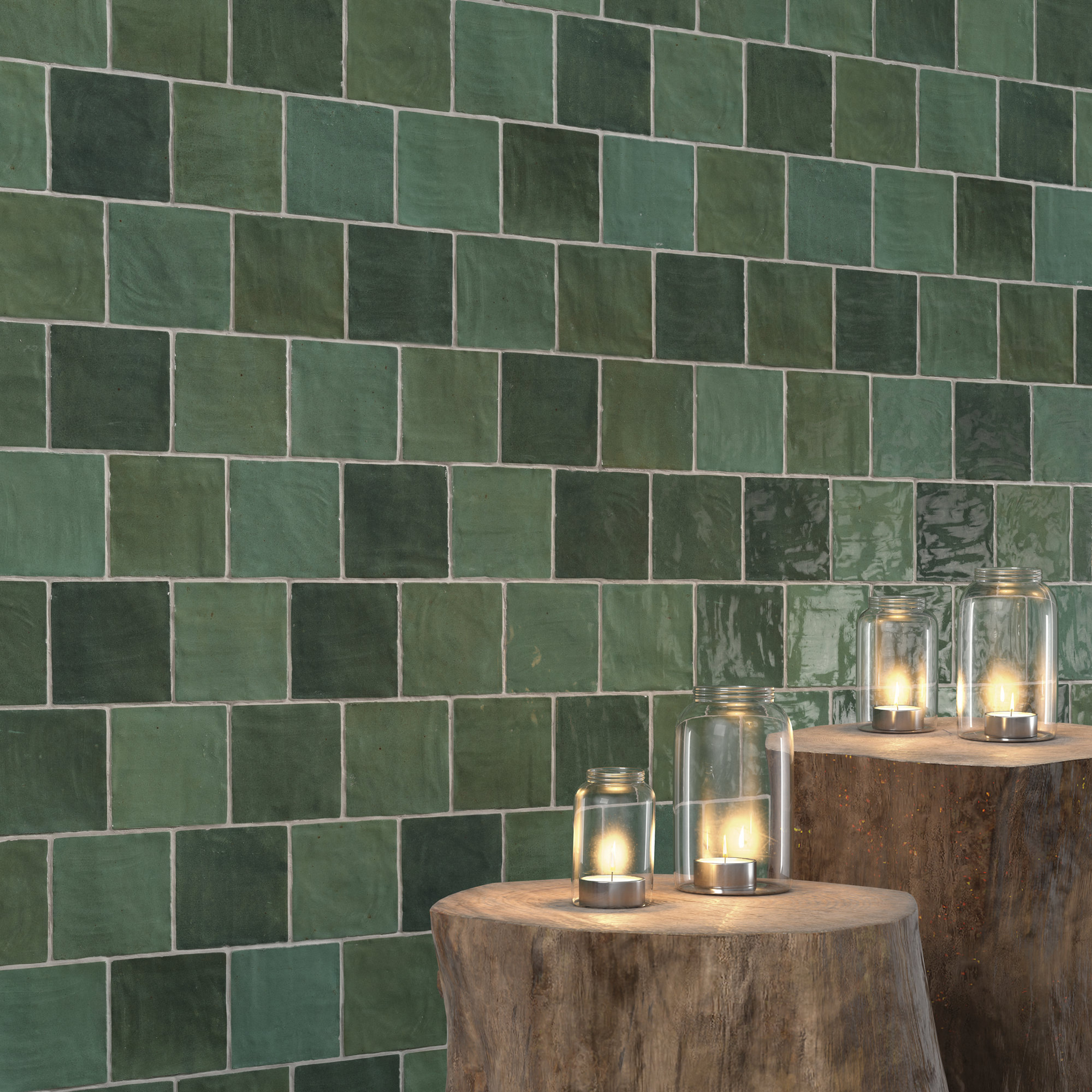Trinity Green Gloss 4"x4" Ceramic Wall Tiles