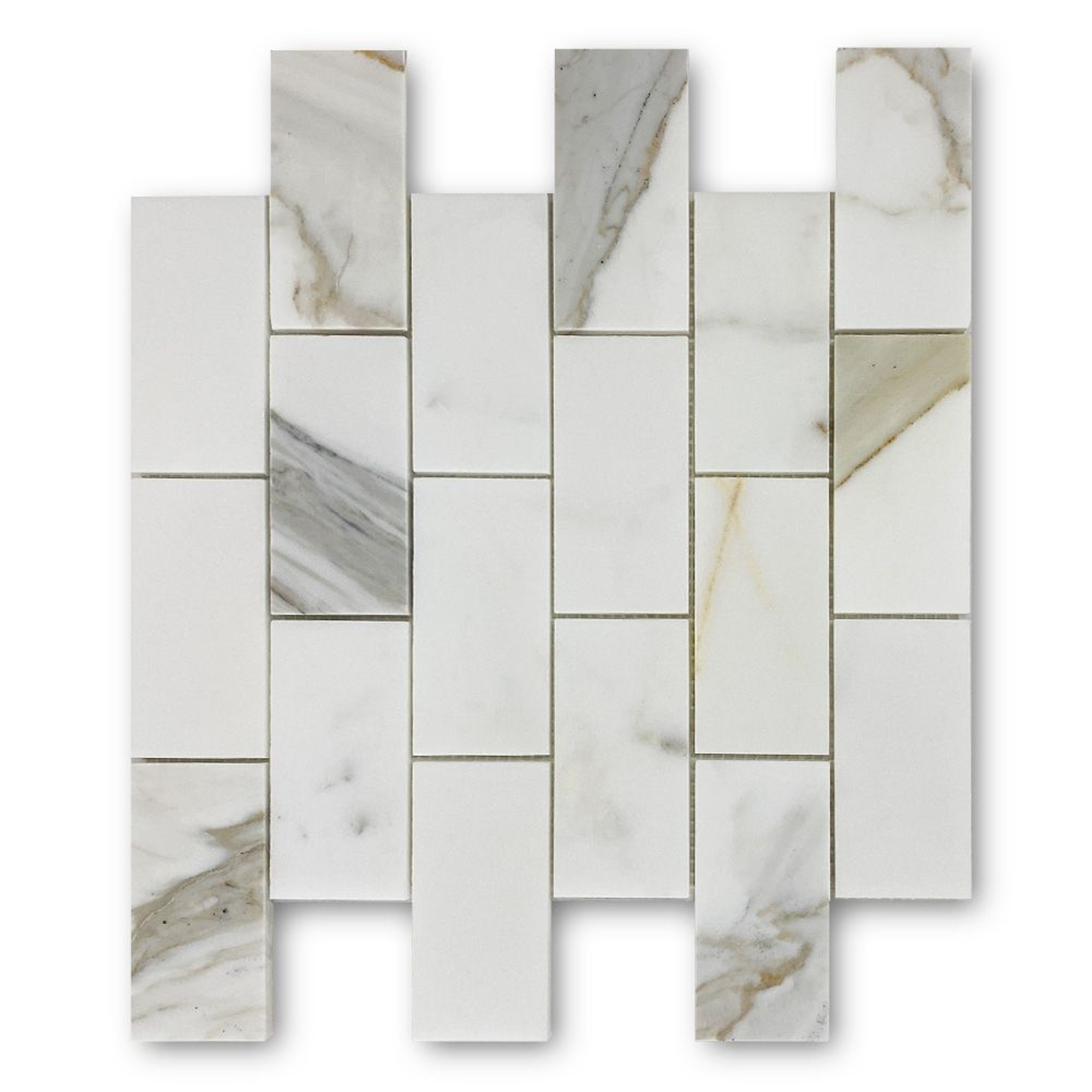 Calacatta Gold Marble 2x4 Grand Brick Subway Mosaic Tile Honed