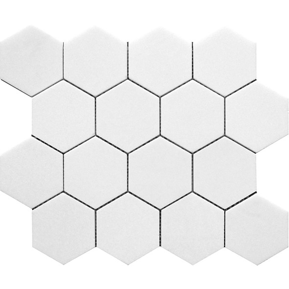 Thassos Honed 3" Hexagon Mosaics