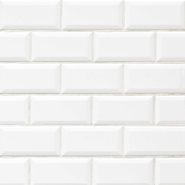 Ice White Gloss 3"x6" Beveled Ceramic Wall Tiles
