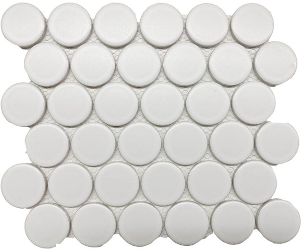 Alameda White Matte 2" Penny round Mosaics