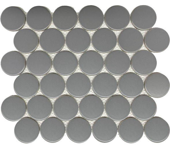 Alameda Gray Matte 2" Penny round Mosaics