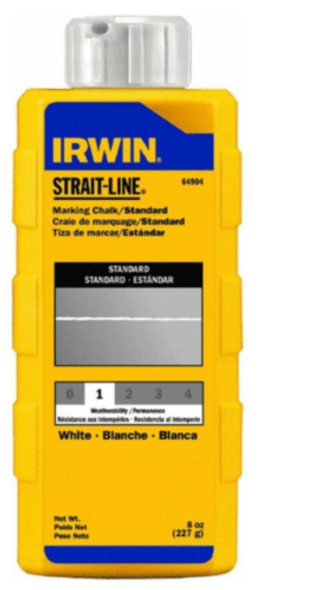 IRWIN Tools STRAIT-LINE 64904 Standard Marking Chalk, 8-ounce, White (64904)