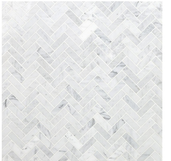 Carrara Herringbone 1x3 Polished Marble Mosaic Tile