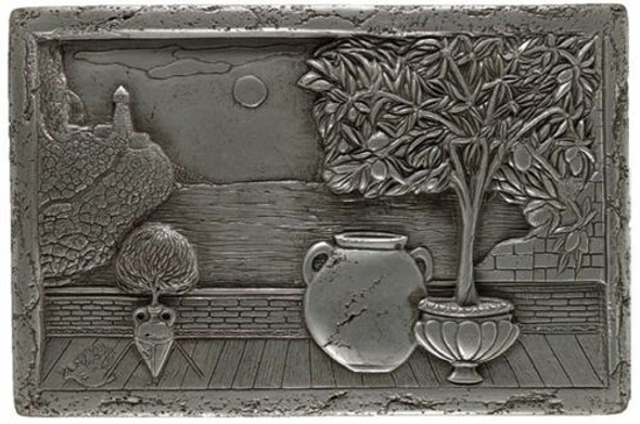 Silver Italian Scene Plaque