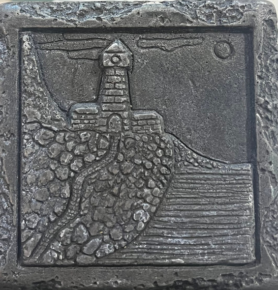 FACES OF NATURE CAST INSERT PEWTER CAST LIGHTHOUSE 4"X4" TILES