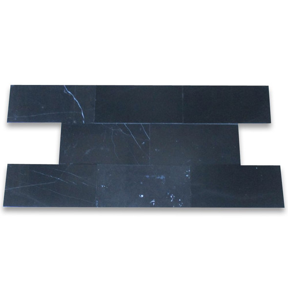 Nero Marquina Black Marble 3x6 Subway Tile Honed