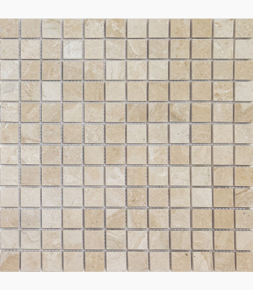 Faces of Nature Ivory Polished 1x1 Square Travertine Mosaic Tiles