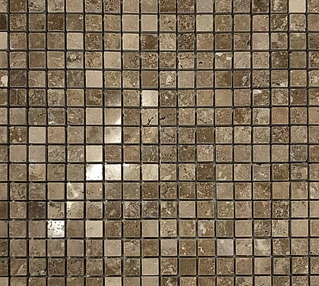 Travertine Noce Polished 5/8"x5/8" Mosaic Tiles Travertine Mosaic Tiles