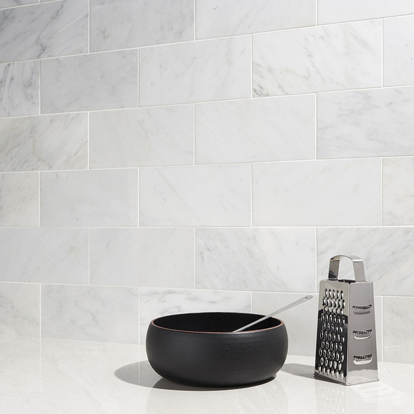 Ocean White Honed 6x12 Marble Tiles