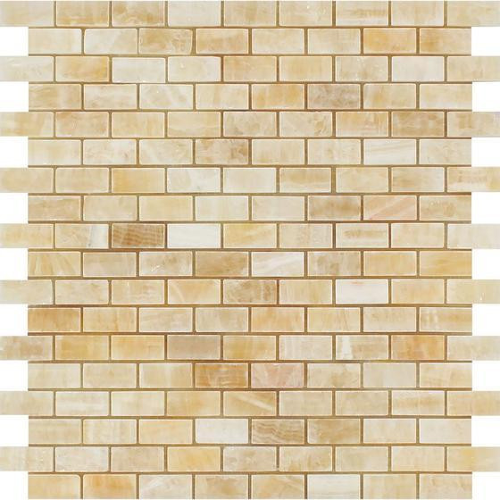 HONEY ONYX MINI BRICK MOSAIC POLISHED