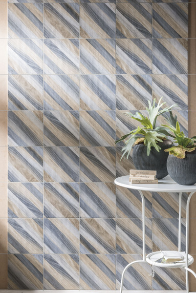 Essential Porcelain Tile Collection Oldek Cross Blue Deco 8x8 Tiles