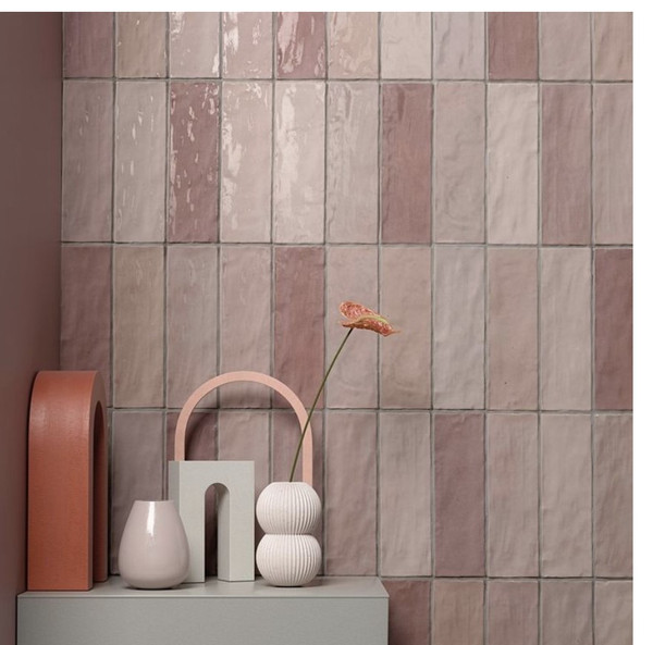 Trinity Pink Gloss 2.6"x7.9" Ceramic Wall Tile