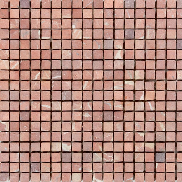 Rosso Verona Tumbled 5/8x5/8 Marble Mosaic Mesh 12x12
