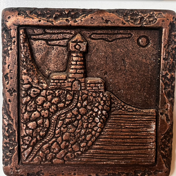 FACES OF NATURE CAST INSERT COPPER CAST LIGHTHOUSE 4"X4" TILES