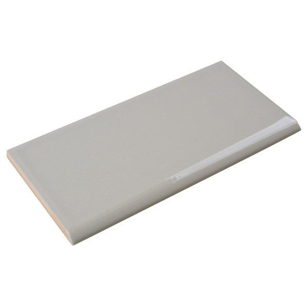 Tender Gray Gloss 3"x6" 6" Side Surface Bullnose Edge Pieces