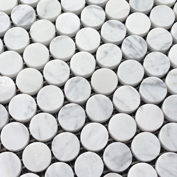 Carrara Polished 3/4" Penny Rounds Mosaic Tile