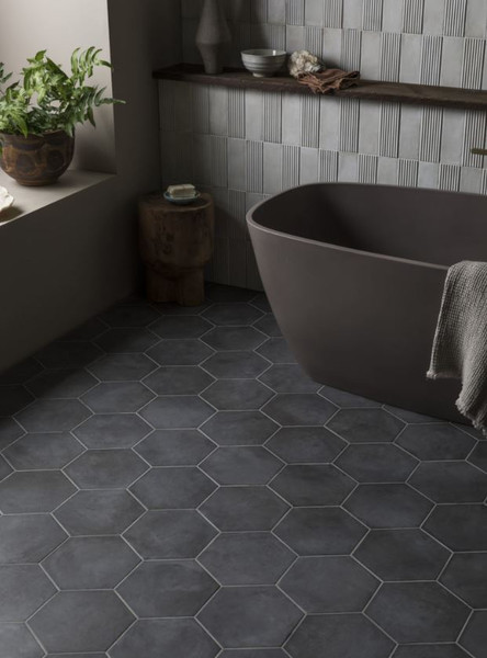 Black Fox 8" Porcelain Hexagon Tiles