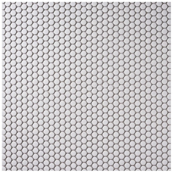 Alameda White Gloss 12×12 Penny Round Mosaic