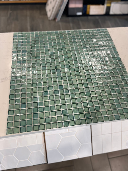 Ocean Style Green 1"x1" Glass Mosaic 13x13 Mesh $9.99 SF