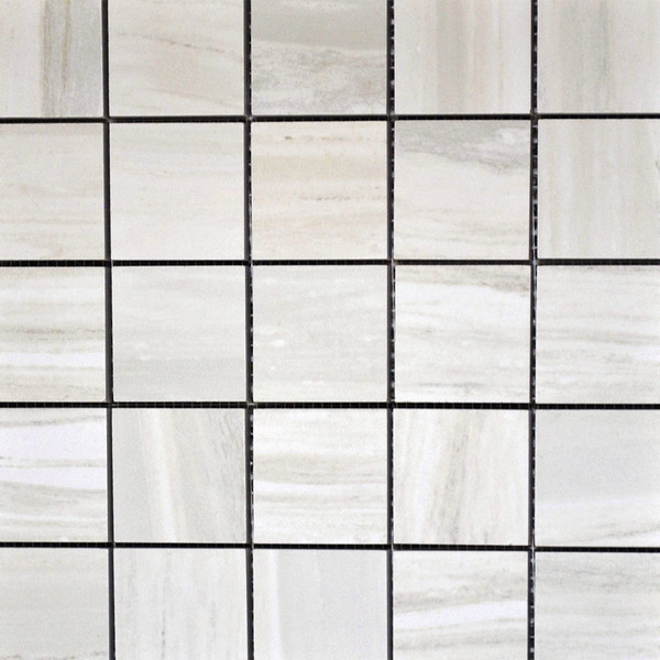Flow Ivory 2.5"x2.5" Square Mosaics 12x12 Mesh