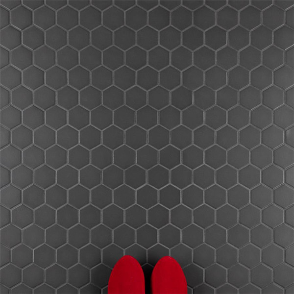 Alameda Black Unglazed 2" Hexagon Mosaics *Now In Stock!