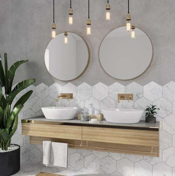 Carrara Honed 6" Hexagon Mosaic Tiles