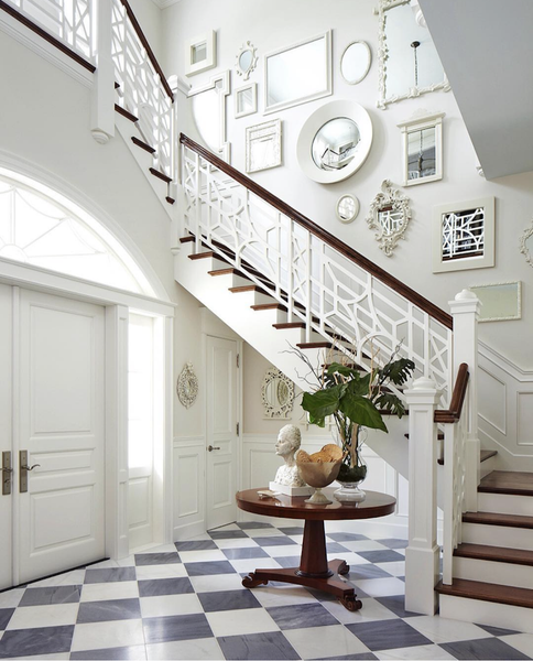 Italian Bardiglio Imperiale 12x12 & Ocean White Honed 12x12 Set In Checkerboard Pattern