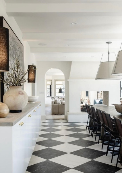 Ocean White Honed 18x18 & Nero Marquina Honed 18x18 Checkerboard Marble Tiles