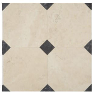 Cookies & Cream Honed Octagon 16x16 With 4x4 Nero Marquina Marble Dot Tiles