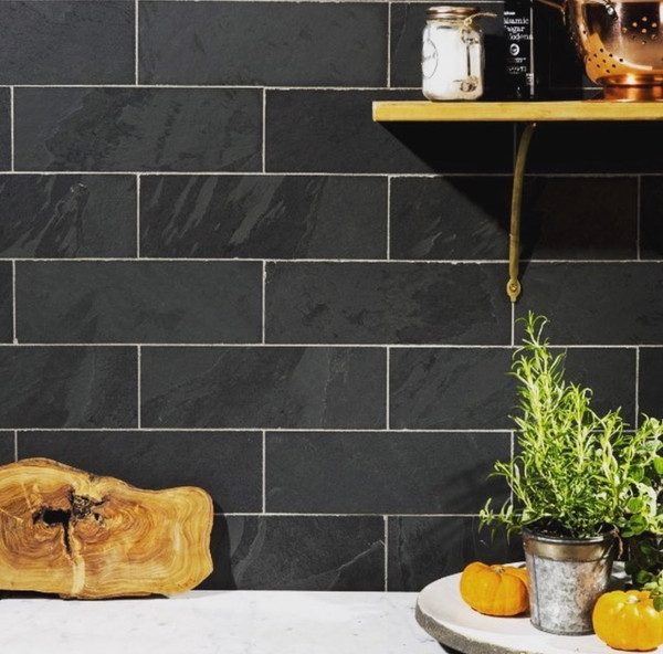 Brazilian Black 4"x12" Set in a Brick Pattern