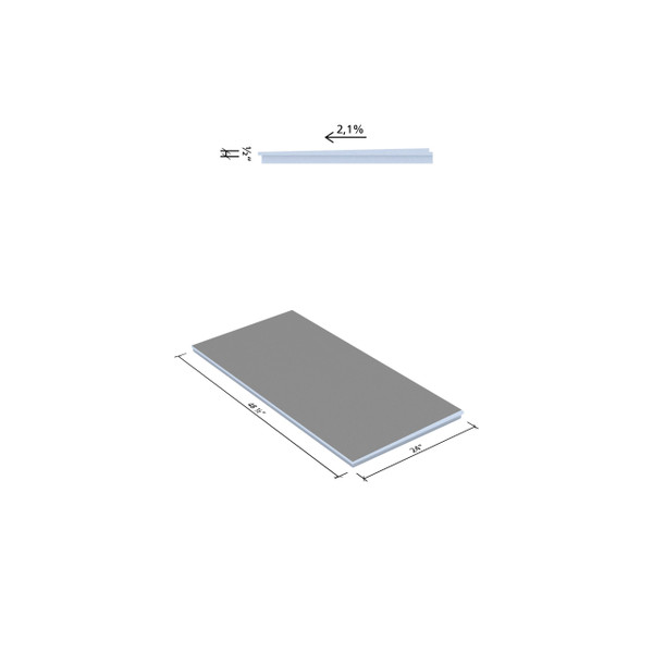 Wedi Straight Extension Panel, Pre-grooved 48 in. x 24 in. sloped 1/4 in./ft (610 x 1219 mm sloped 2%) sheet 073783528